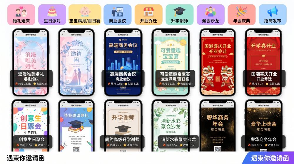 超美浪漫婚礼电子邀请函模板！一键修改直接用，省心又高级